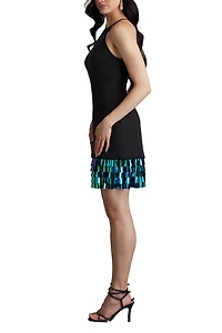 Selena Neoprene Sequin Fringe Mini Dress