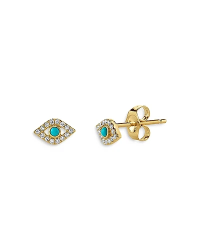 Sydney Evan 14K Yellow Gold Small Bezel Evil Eye Single Stud Earring