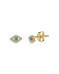 Sydney Evan 14K Yellow Gold Small Bezel Evil Eye Single Stud Earring
