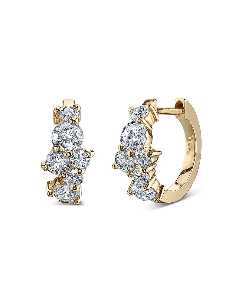 Sydney Evan 14K Yellow Gold Cocktail Huggie Hoop Earrings with Diamonds
