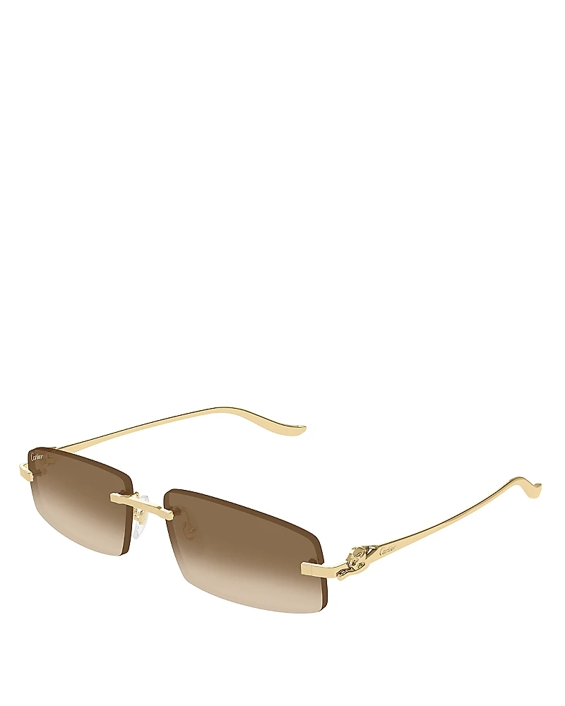 Cartier Panthere Classic Rimless Rectangle Sunglasses, 58mm