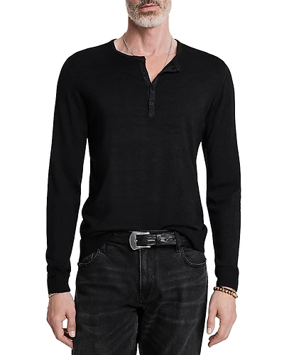 John Varvatos Eren Regular Fit Wool Blend Henley Tee