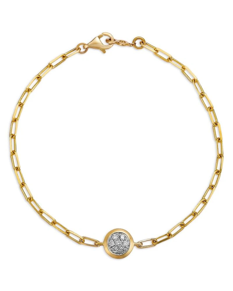 14K Yellow Gold Diamond Solitaire Chain Bracelet, 0.1 tcw