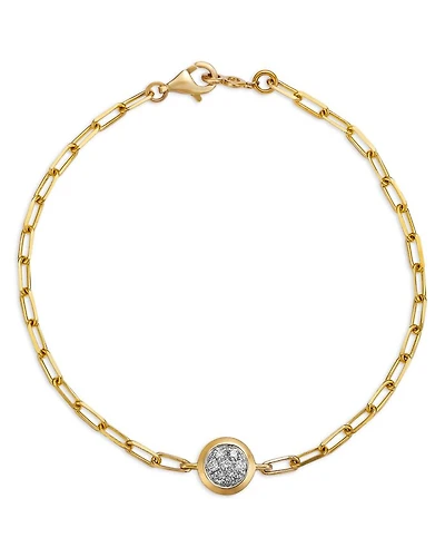 14K Yellow Gold Diamond Solitaire Chain Bracelet, 0.1 tcw