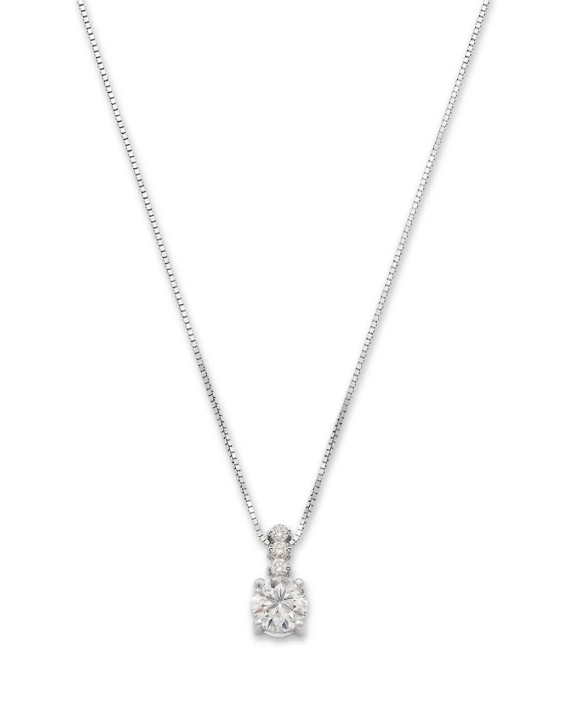 14K White Gold Diamond Solitaire Pendant Necklace, 0.5 tcw