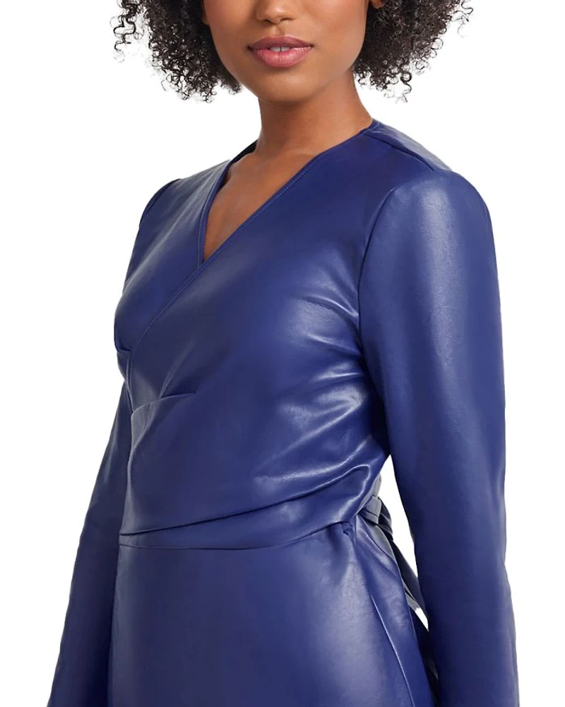 Lightweight Faux Leather Tie Jacket