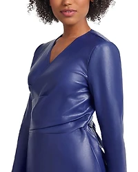 Lightweight Faux Leather Tie Jacket