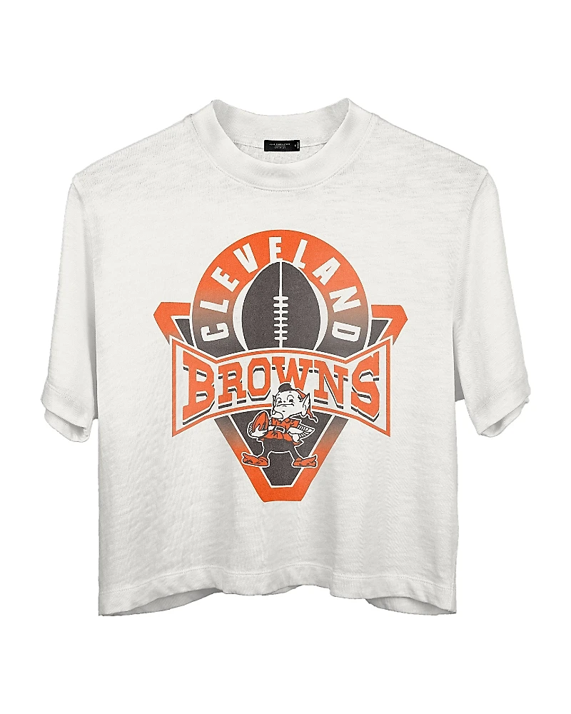 Junk Food Clothing Women's Nfl Cleveland Browns Mock Neck Crop Tee