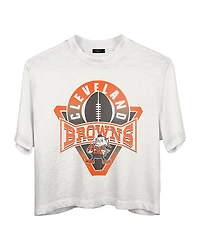 Junk Food Clothing Women's Nfl Cleveland Browns Mock Neck Crop Tee