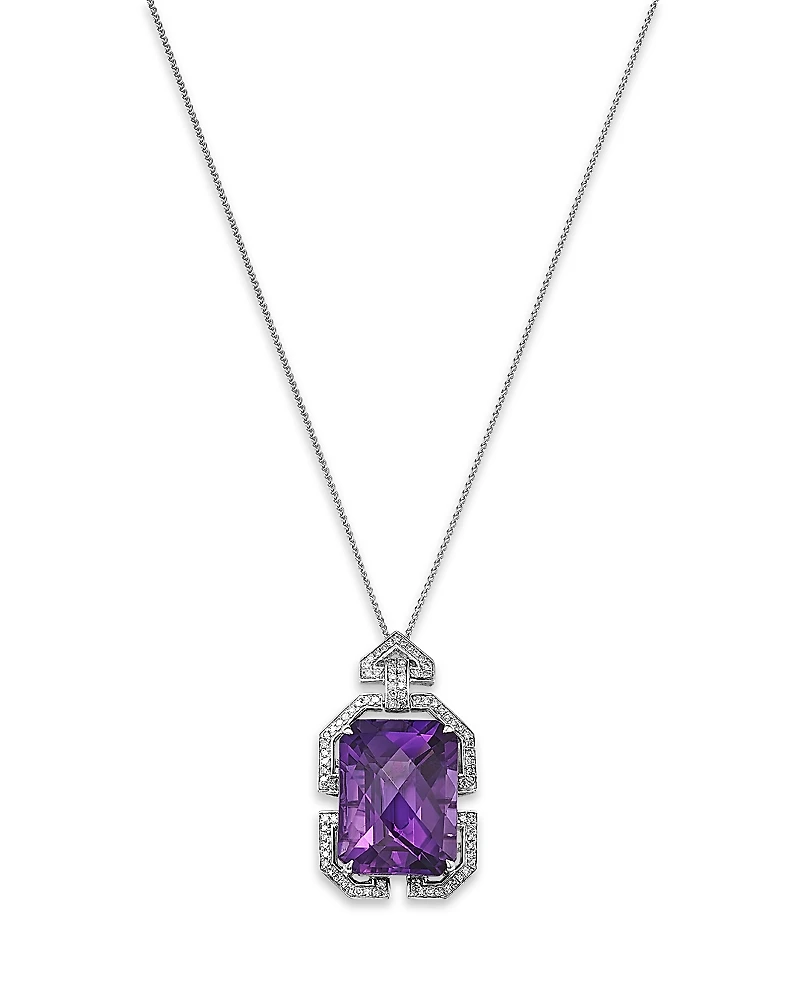 Bloomingdale's Fine Collection 14K White Gold Amethyst & Diamond Necklace, 18