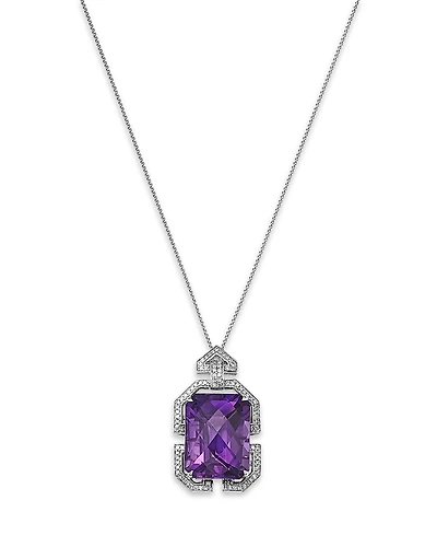 Bloomingdale's Fine Collection 14K White Gold Amethyst & Diamond Necklace, 18