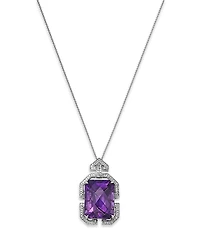 Bloomingdale's Fine Collection 14K White Gold Amethyst & Diamond Necklace, 18
