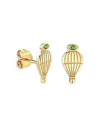 Sydney Evan Wicked x Sydney Evan 14K Yellow Gold Emerald Hot Air Balloon Stud Earrings