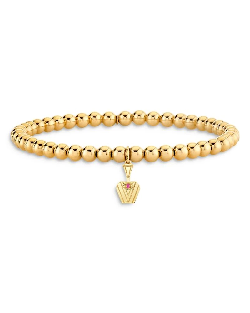 Wicked x Sydney Evan 14K Yellow Gold Glinda Pure Potion Bottle Charm Beaded Bracelet