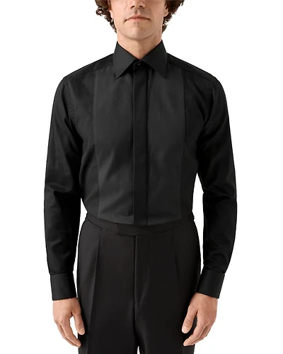 Slim Fit Plissé Bib Formal Shirt