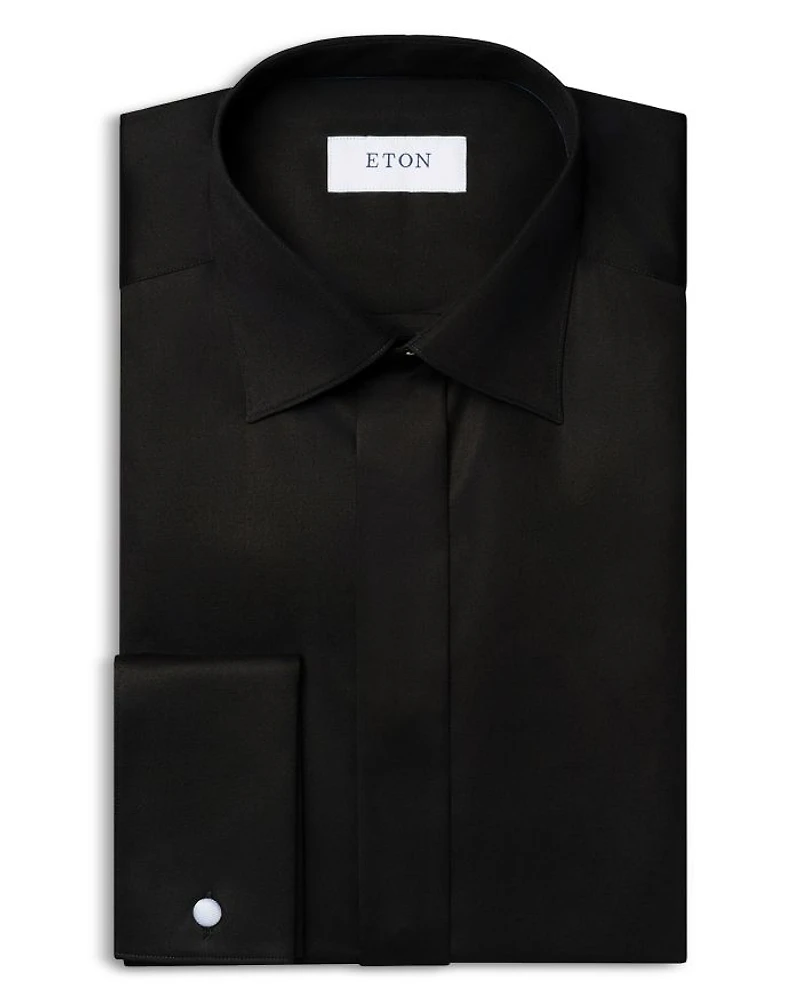 Slim Fit Twill Fly Front Formal Shirt