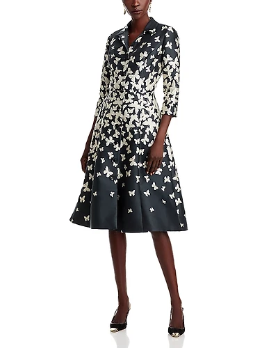 Teri Jon by Rickie Freeman Butterfly Button Front Dress