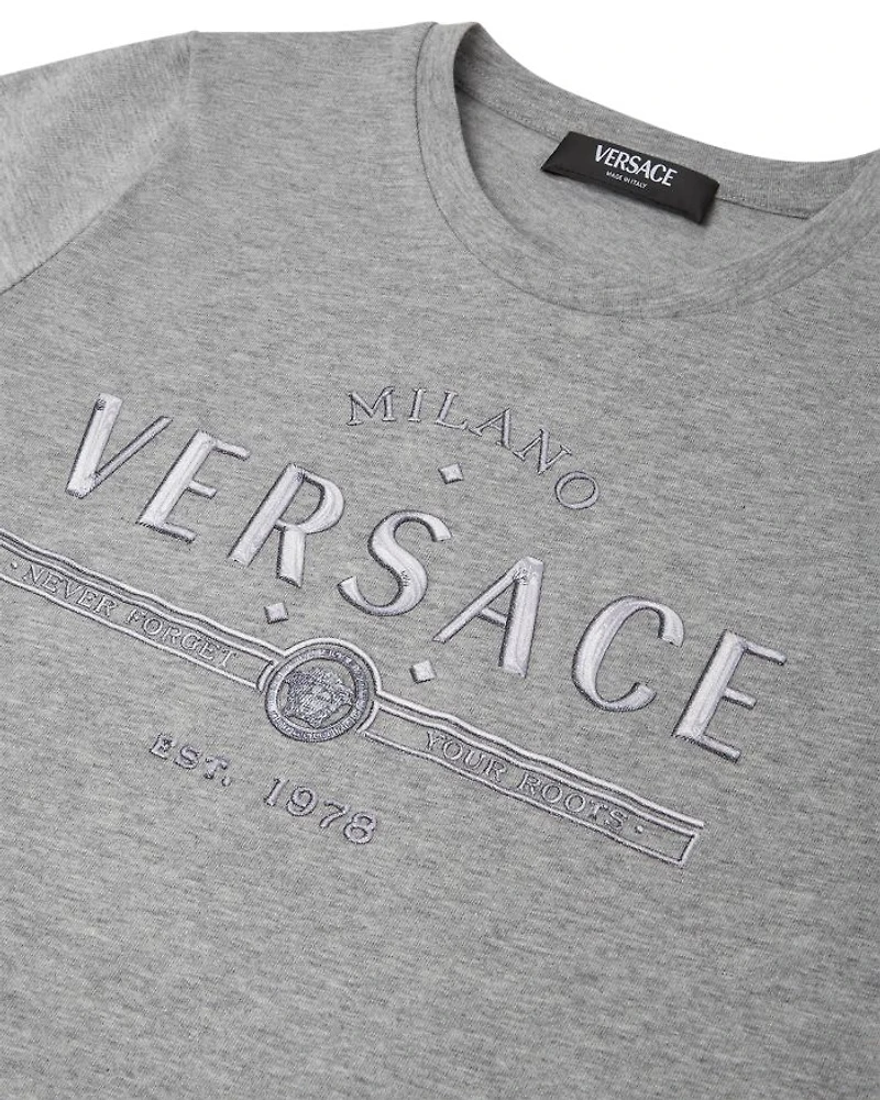 Versace Boys' Melange Jersey Milano Logo Tee - Little Kid, Big Kid