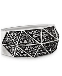 Men's Sterling Silver Faceted Black Diamond Pavé Ring