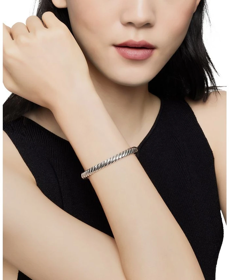 Sterling Silver Sculpted Cable Medium Bangle Bracelet