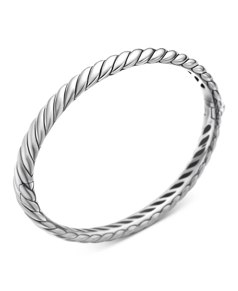 Sterling Silver Sculpted Cable Medium Bangle Bracelet