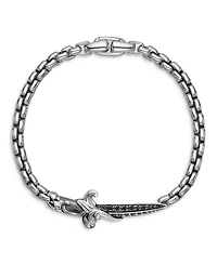 Men's Sterling Silver Waves Black Diamond Pavé Dagger Bracelet