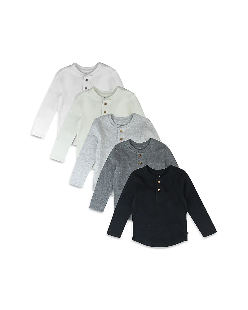 Honest Baby Unisex Long Sleeve Waffle Henley Shirt, Pack of 5 - Baby