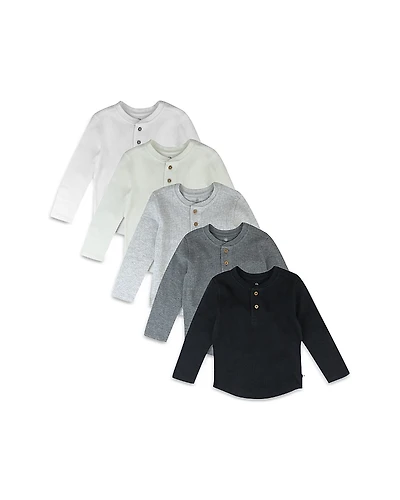 Honest Baby Unisex Long Sleeve Waffle Henley Shirt, Pack of 5 - Baby