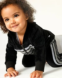 Unisex Cozy Velour Zip Front Hoodie & Sweatpants Set - Baby