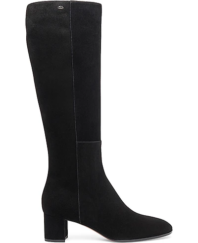 Santoni Women's Filed Suede Mid-Heel Boot