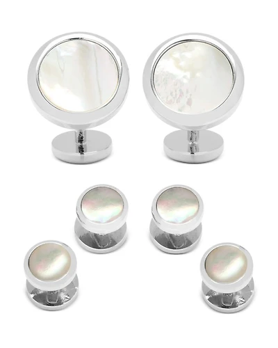 Double Sided Mother of Pearl Round Beveled Stud Set