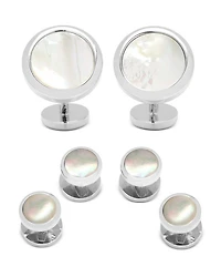 Double Sided Mother of Pearl Round Beveled Stud Set