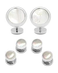 Cufflinks Inc Double Sided Mother of Pearl Round Beveled Stud Set