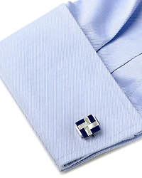 Mother of Pearl and Lapis Blue Windmill Square Cufflinks
