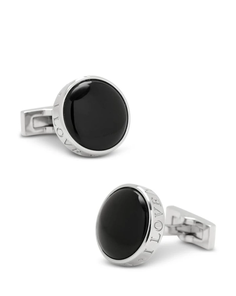 Onyx I Love You Stainless Steel Cufflinks
