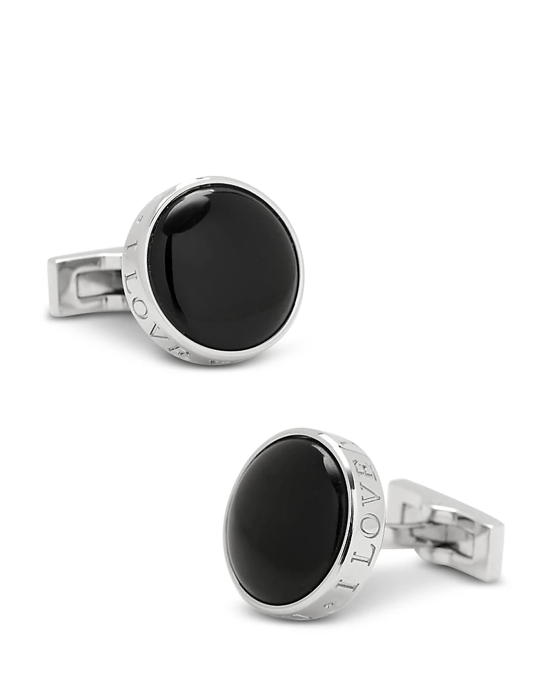 Cufflinks Inc. Onyx I Love You Stainless Steel Cufflinks
