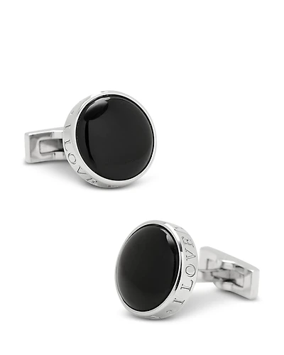 Cufflinks Inc. Onyx I Love You Stainless Steel Cufflinks