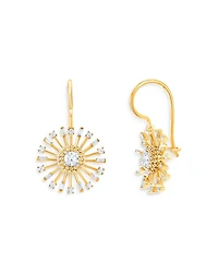 Diamond Sunlight Rays Drop Earrings in 18K Yellow Gold, 0.95 tcw