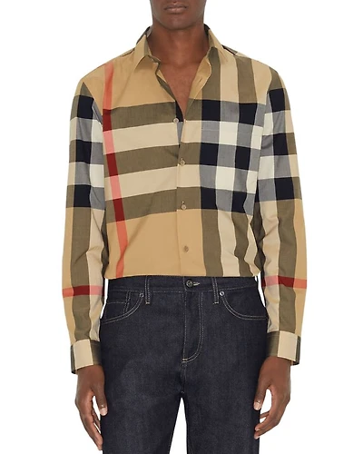 Summerton Cotton Poplin Check Slim Fit Button Down Shirt