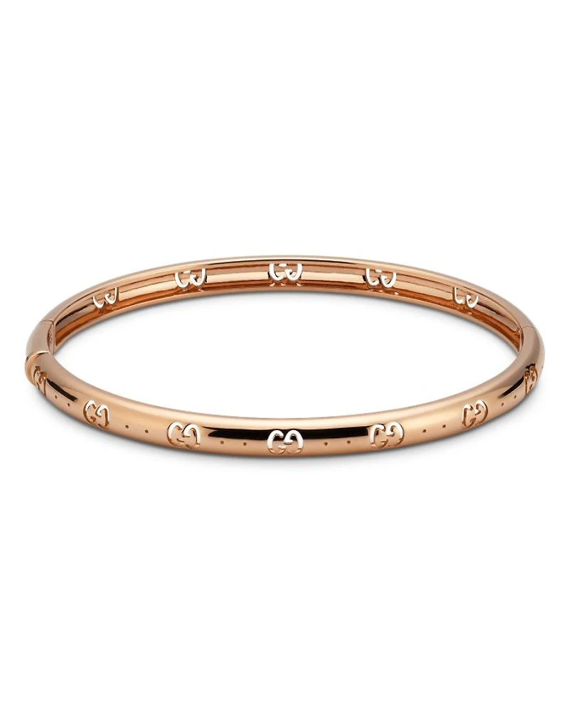 18K Rose Gold Icon Logo Double G Cut Out Bangle Bracelet
