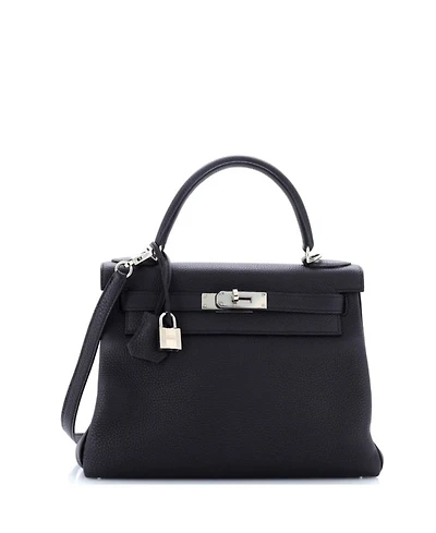 Kelly Handbag Black Togo with Palladium Hardware
