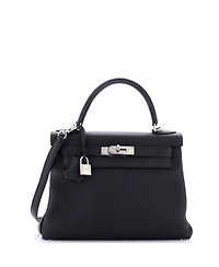 Kelly Handbag Black Togo with Palladium Hardware