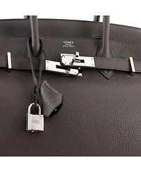 Birkin 30 Handbag Grey Clemence with Palladium Hardware