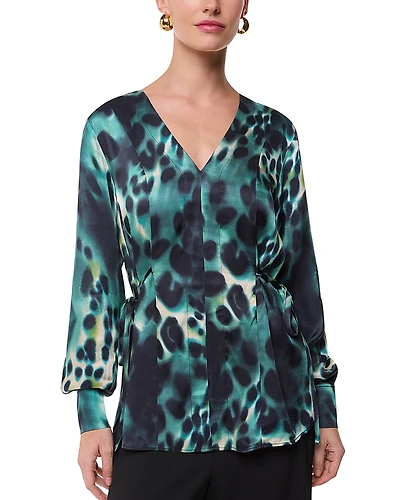 Whistles Misty Leopard Print V Neck Blouse