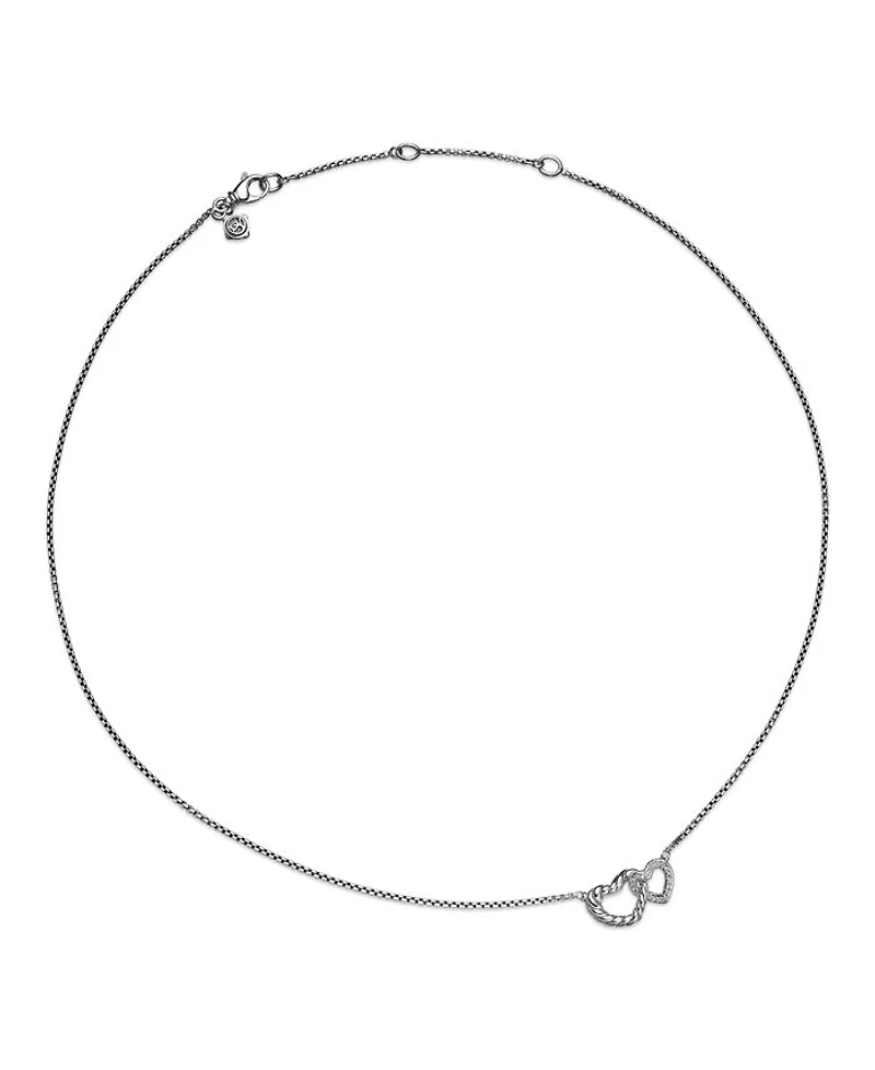 Sterling Silver Cable Collectibles® Diamond Heart Pendant Necklace, 15-17"