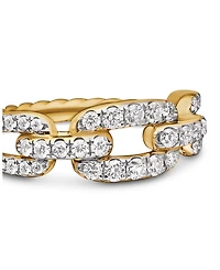 18K Yellow Gold Stax Chain Link Ring with Diamonds