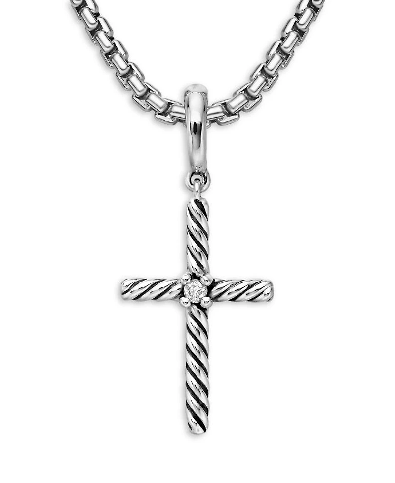 Sterling Silver Amulets Diamond Cross Pendant