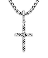 Sterling Silver Amulets Diamond Cross Pendant