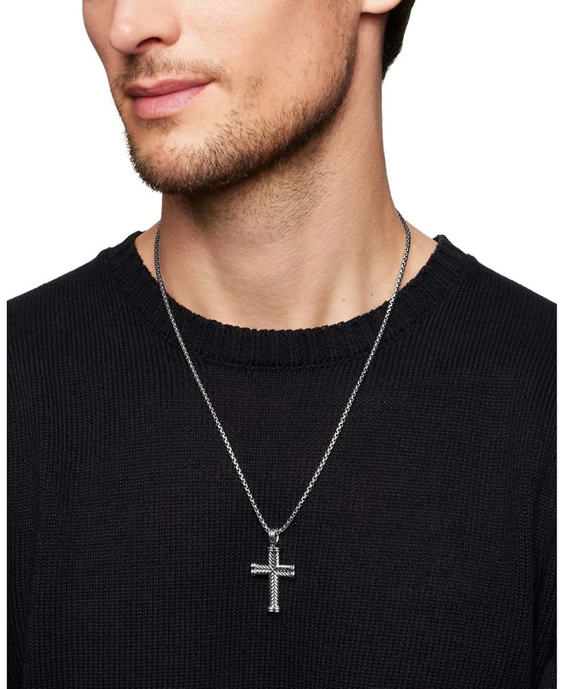Men's Chevron Cross Pendant in Sterling Silver