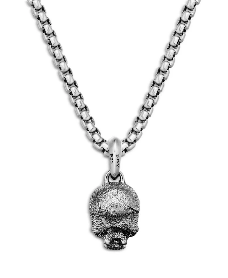 Men's Memento Mori Skull Amulet in Sterling Silver, 16mm